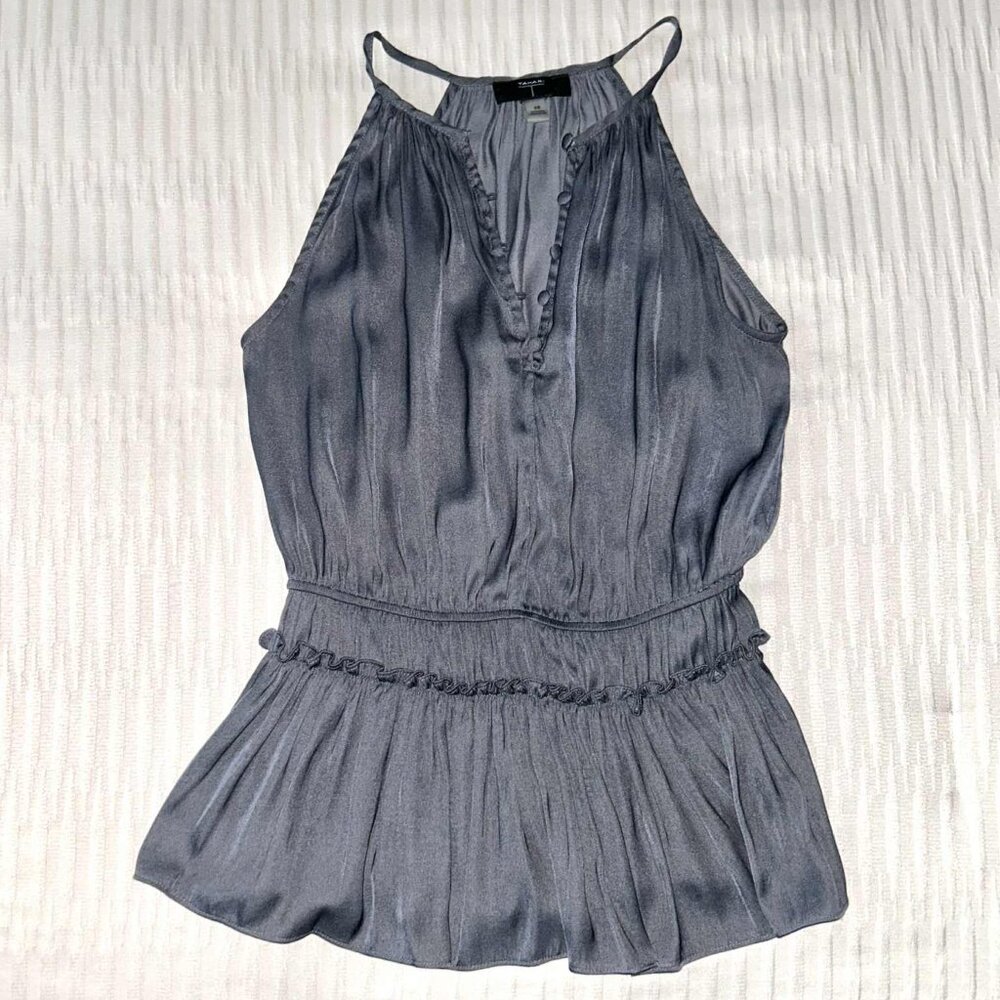 TAHARI Charcoal Gray Silky Sleeveless Camisole/Blouse; XS